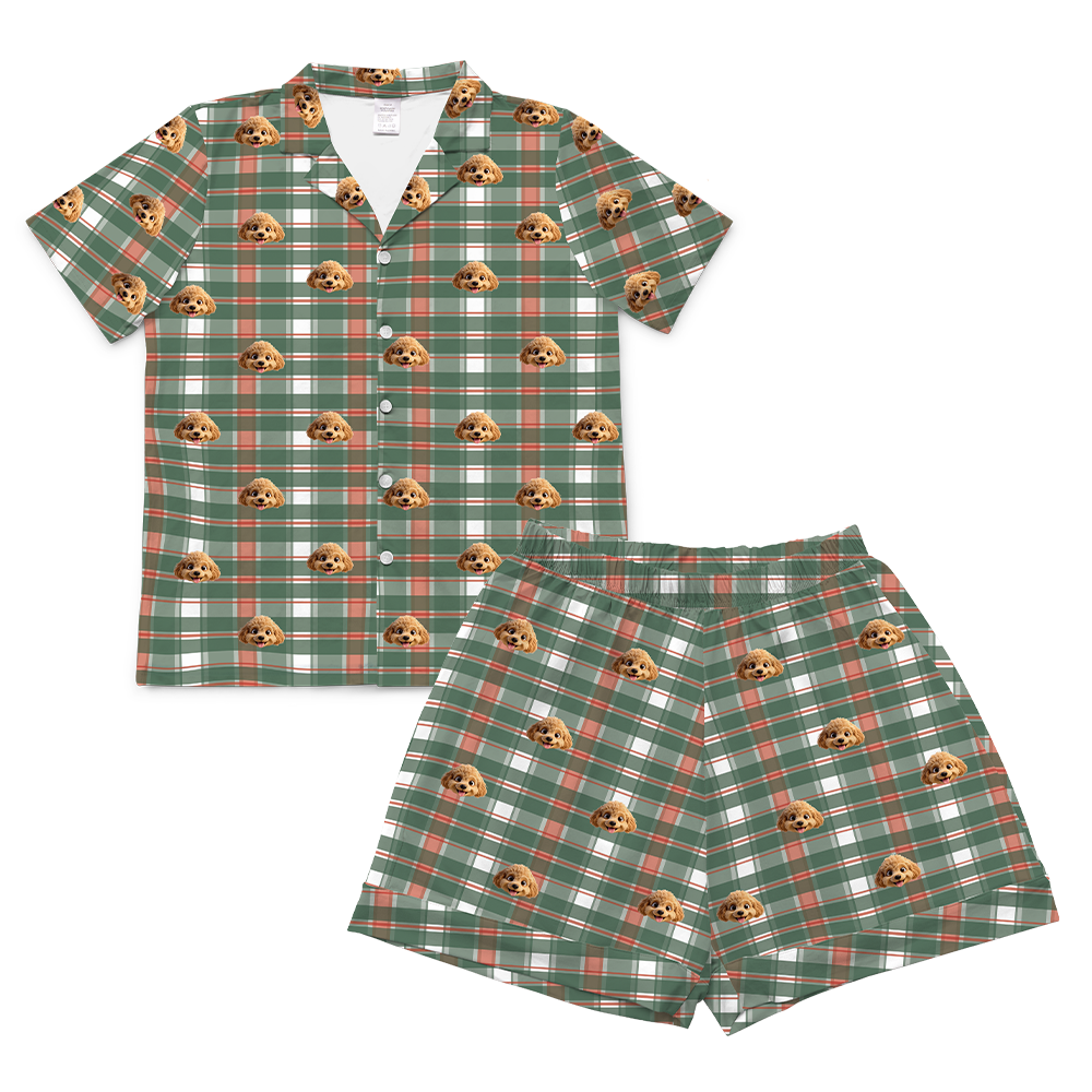 FlannelShortSleevePajamaShirt&ShortsSet