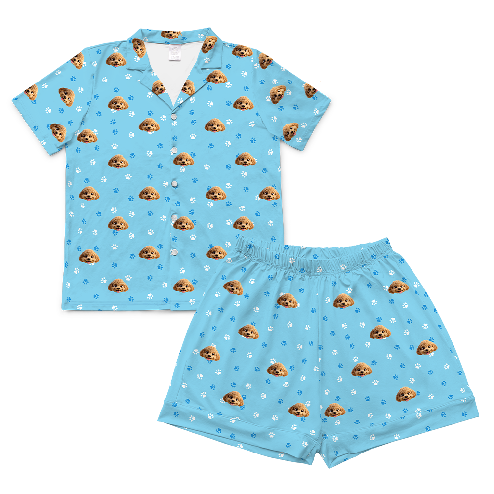 LightBluePawsShortSleevePajamaShirt&ShortsSet