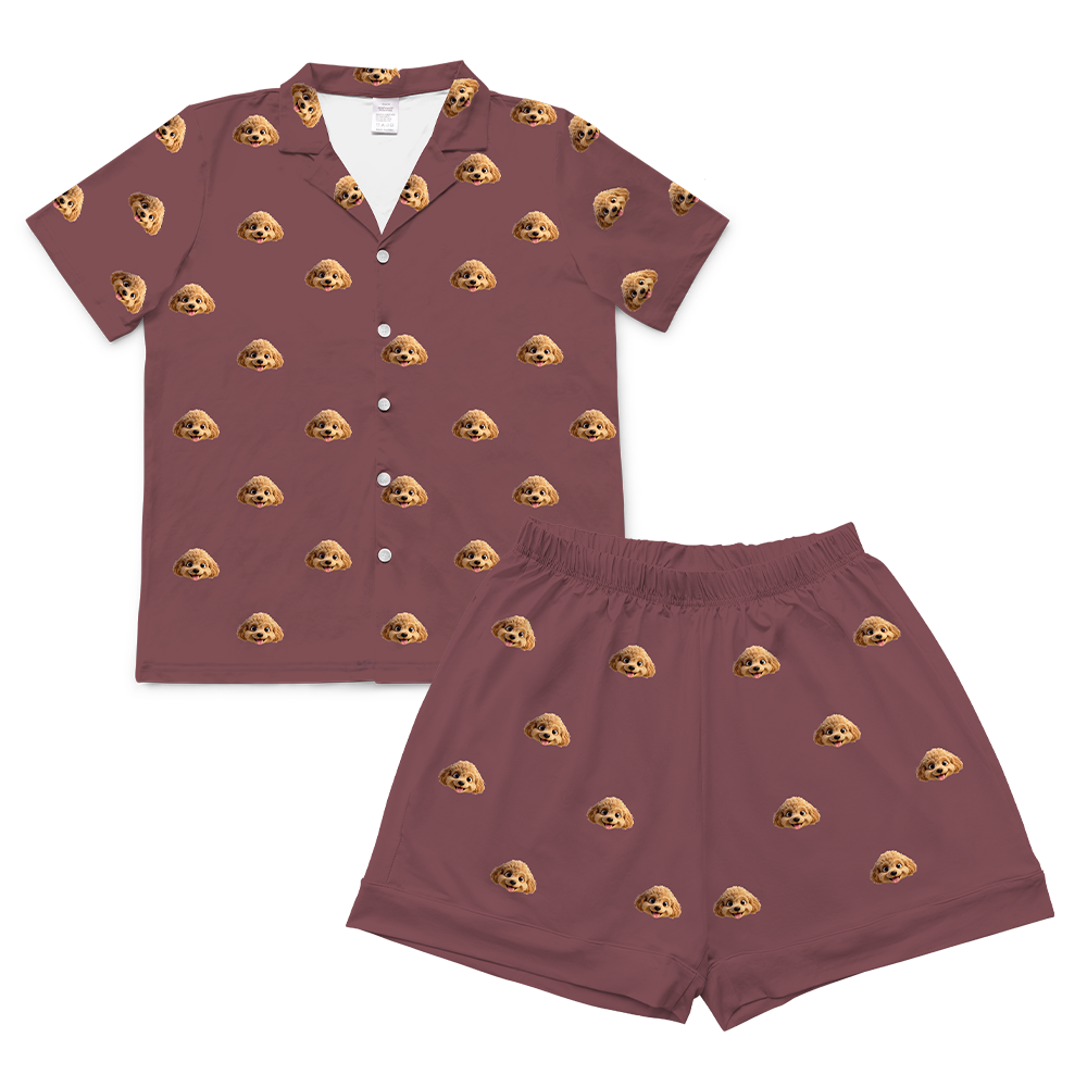 This is a pajama set which contains a short sleeve shirt with buttons and a short pajama[ShortSleevePajamaShirt&ShortsSet]