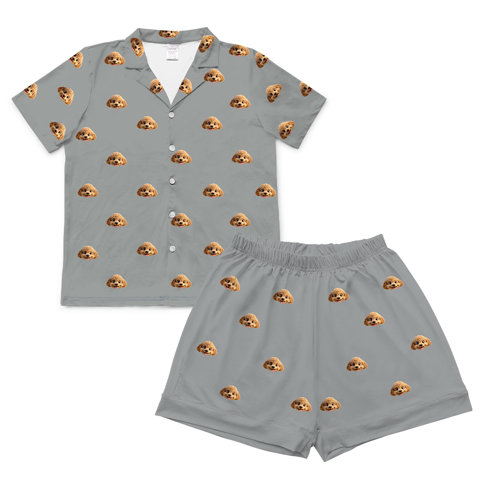 This is a pajama set which contains a short sleeve shirt with buttons and a short pajama[ShortSleevePajamaShirt&ShortsSet]