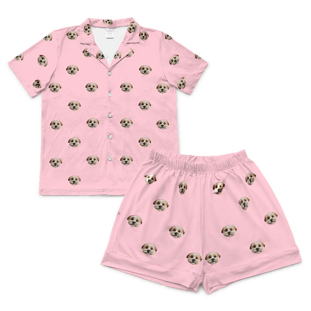 This is a pajama set which contains a short sleeve shirt with buttons and a short pajama[ShortSleevePajamaShirt&ShortsSet($79.00)]