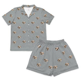 This is a pajama set which contains a short sleeve shirt with buttons and a short pajama[SlateGrayShortSleevePajamaShirt&ShortsSet($79.00)]