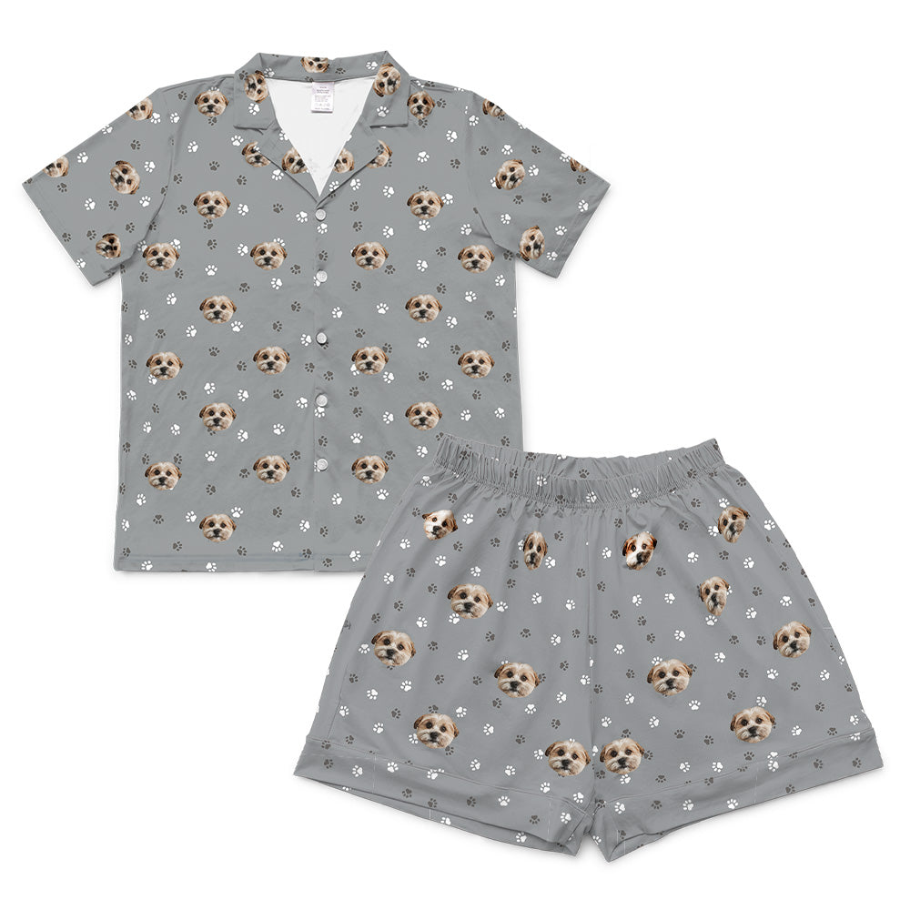 SlateGrayPawsPajamaSet(Shirt&Shorts)1Pet