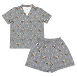 This is a pajama set which contains a short sleeve shirt with buttons and a short pajama[SlateGrayPawsShortSleevePajamaShirt&ShortsSet]
