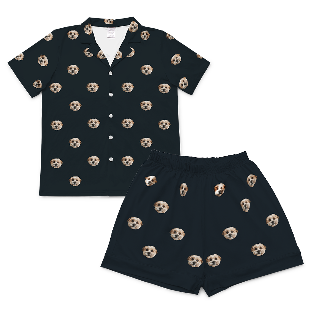 This is a pajama set which contains a short sleeve shirt with buttons and a short pajama[ShortSleevePajamaShirt&ShortsSet($79.00)]