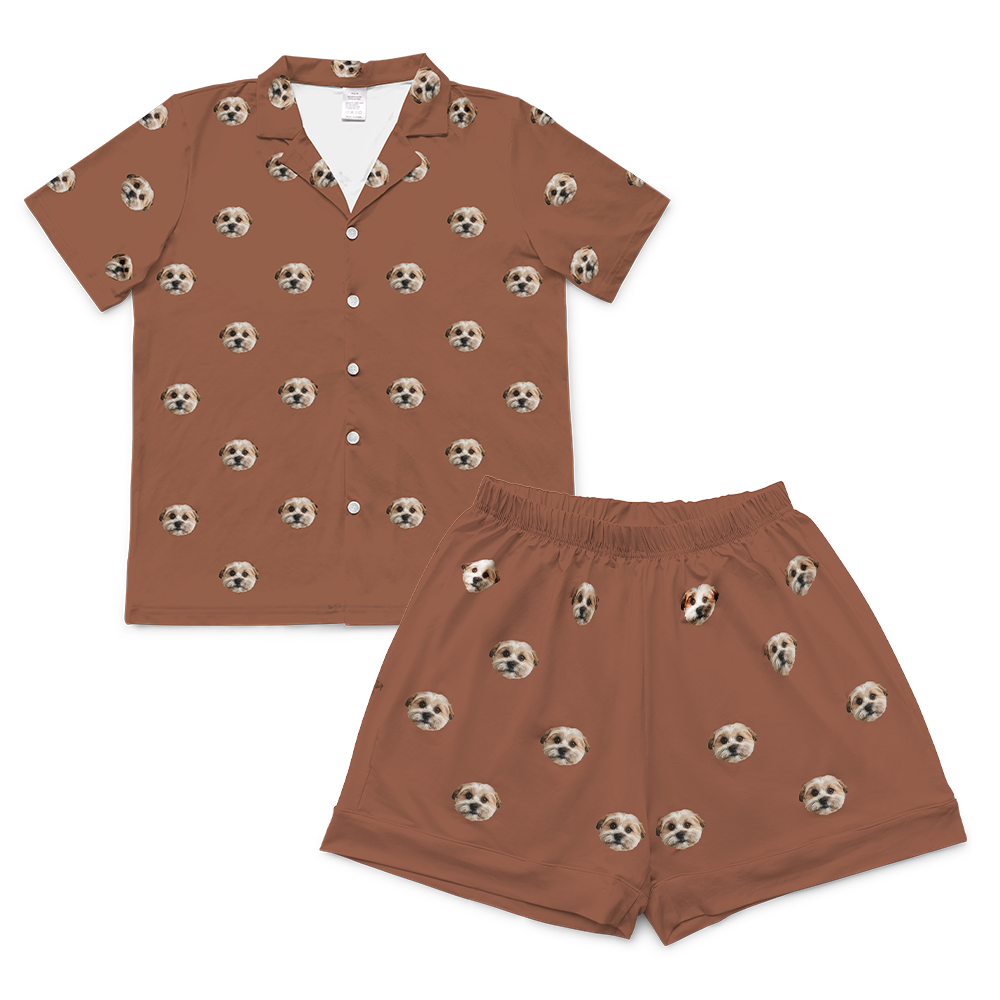 This is a pajama set which contains a short sleeve shirt with buttons and a short pajama[ShortSleevePajamaShirt&ShortsSet($79.00)]