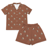 This is a pajama set which contains a short sleeve shirt with buttons and a short pajama[CocoaShortSleevePajamaShirt&ShortsSet]