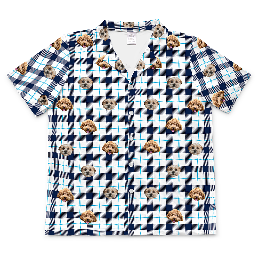 BluePlaidShortSleevePajamaShirtOnly2Pets