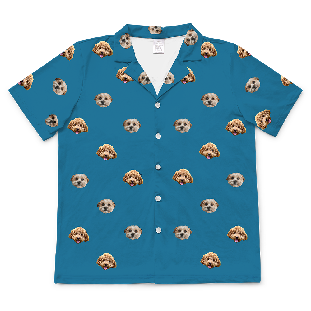 SolidBlueShortSleevePajamaShirt2Pets