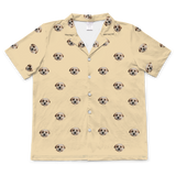 These are pajama shirt in a butter yellow color with repeating pet faces on them[ButterYellowShortSleevePajamaShirt]