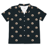 These are pajama shirt in a black color with repeating pet faces on them[ShortSleevePajamaShirt]