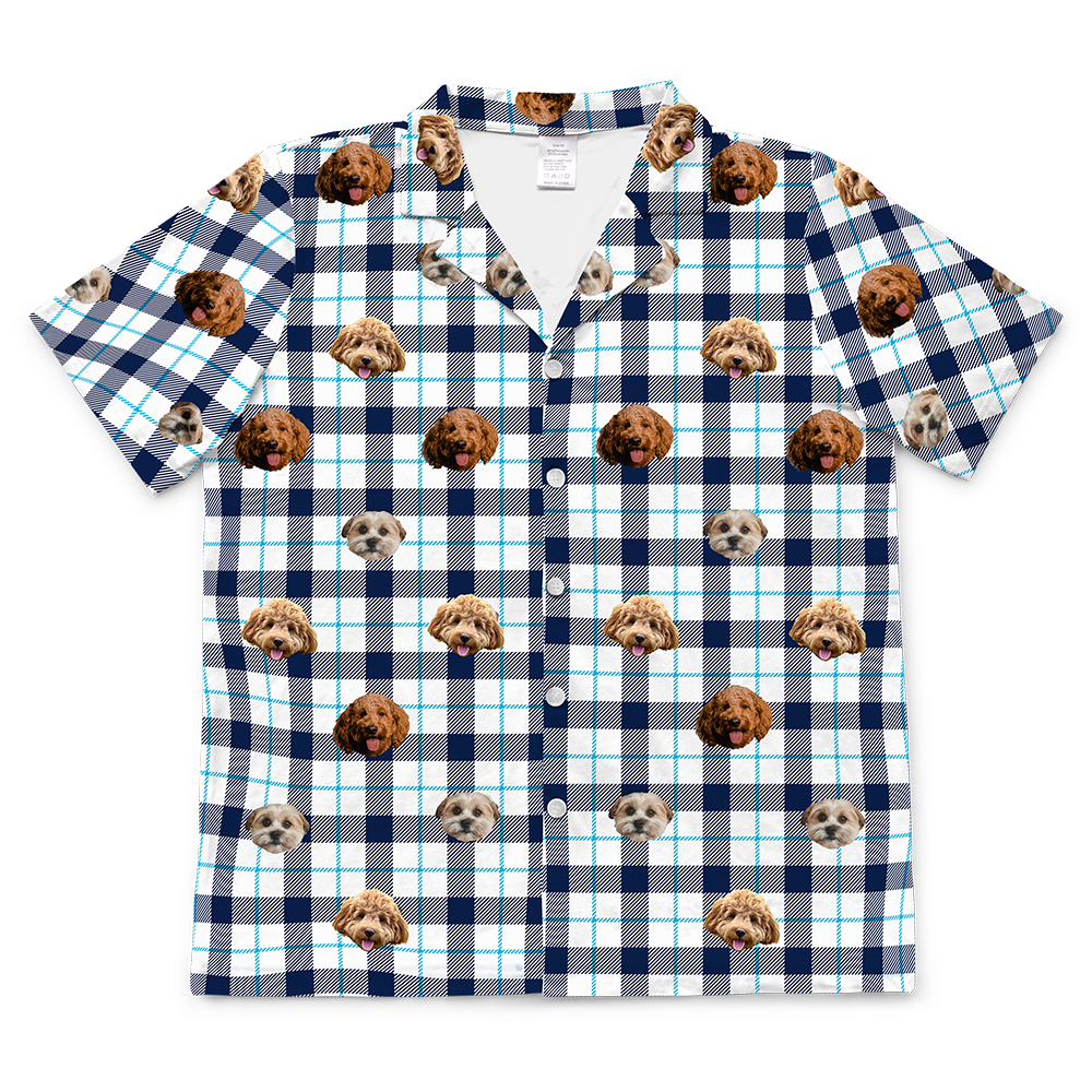 BluePlaidShortSleevePajamaShirtOnly3Pets