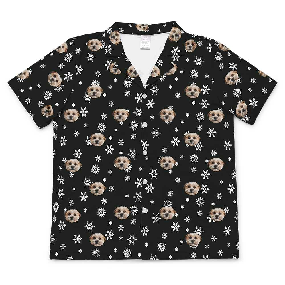 BlackandWhiteSnowflakesShortSleevePajamaShirt($33.99)
