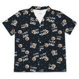 These are pajama shirt in a black color with repeating pet faces on them[ShortSleevePajamaShirt($45.00)]