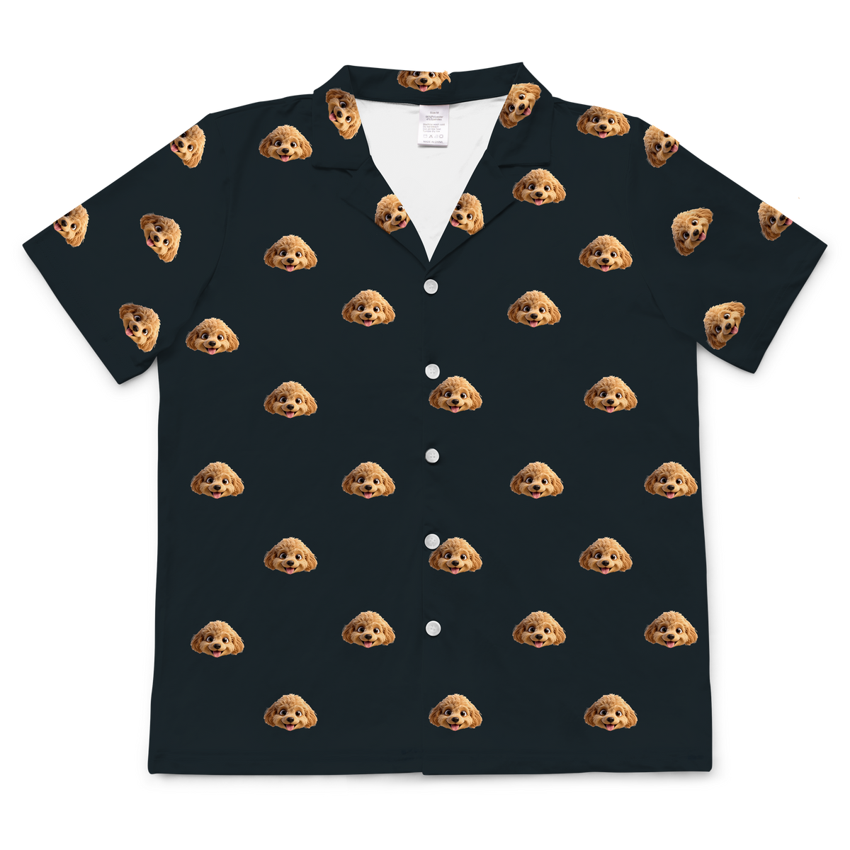 These are cartoon pajama shirt in a black color with repeating pet faces on them[ShortSleevePajamaShirt]