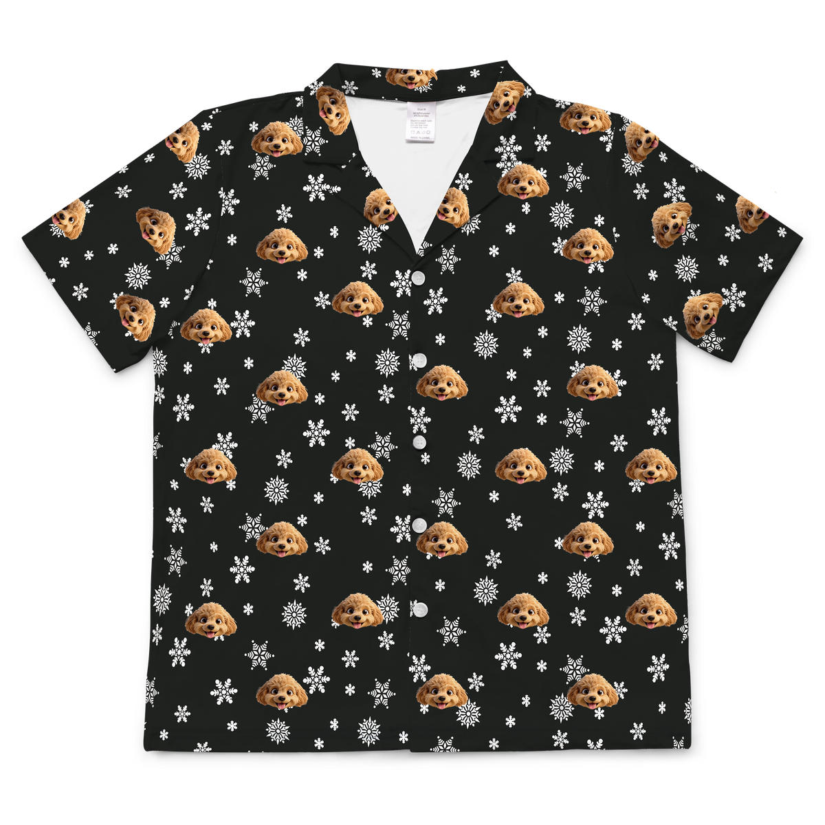 BlackandWhiteSnowflakesShortSleevePajamaShirt