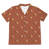Children's pajama short sleeve shirt with cartoon dog pattern on a cocoa background[CocoaShortSleevePajamaShirt]