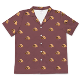 Children's pajama short sleeve shirt with cartoon dog pattern on a maroon background[MaroonShortSleevePajamaShirt]