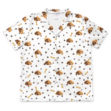 Children's pajama short sleeve shirt with cartoon dog pattern on a paws and bones background[PawsandBonesShortSleevePajamaShirt]
