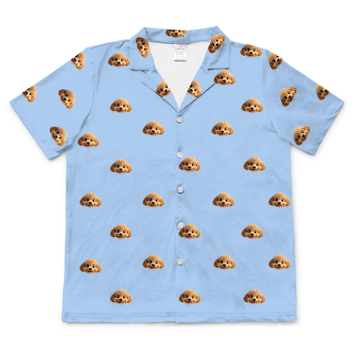 Children's pajama short sleeve shirt with cartoon dog pattern on a sky blue background[SkyBlueShortSleevePajamaShirt]