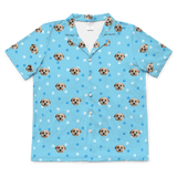 These are pajama shirt in a light blue color with repeating pet faces on them[LightBluePawsShortSleevePajamaShirt]