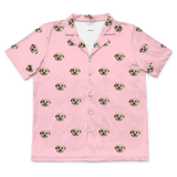 These are pajama shirt in a pink color with repeating pet faces on them[ShortSleevePajamaShirt($45.00)]