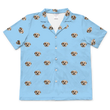 These are pajama shirt in a blue color with repeating pet faces on them[ShortSleevePajamaShirt($45.00)]