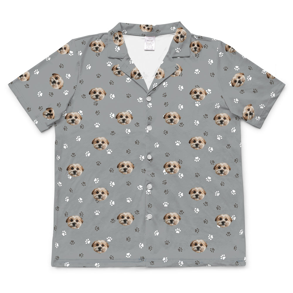 SlateGrayPawsShortSleevePajamaShirtOnly1PetImage