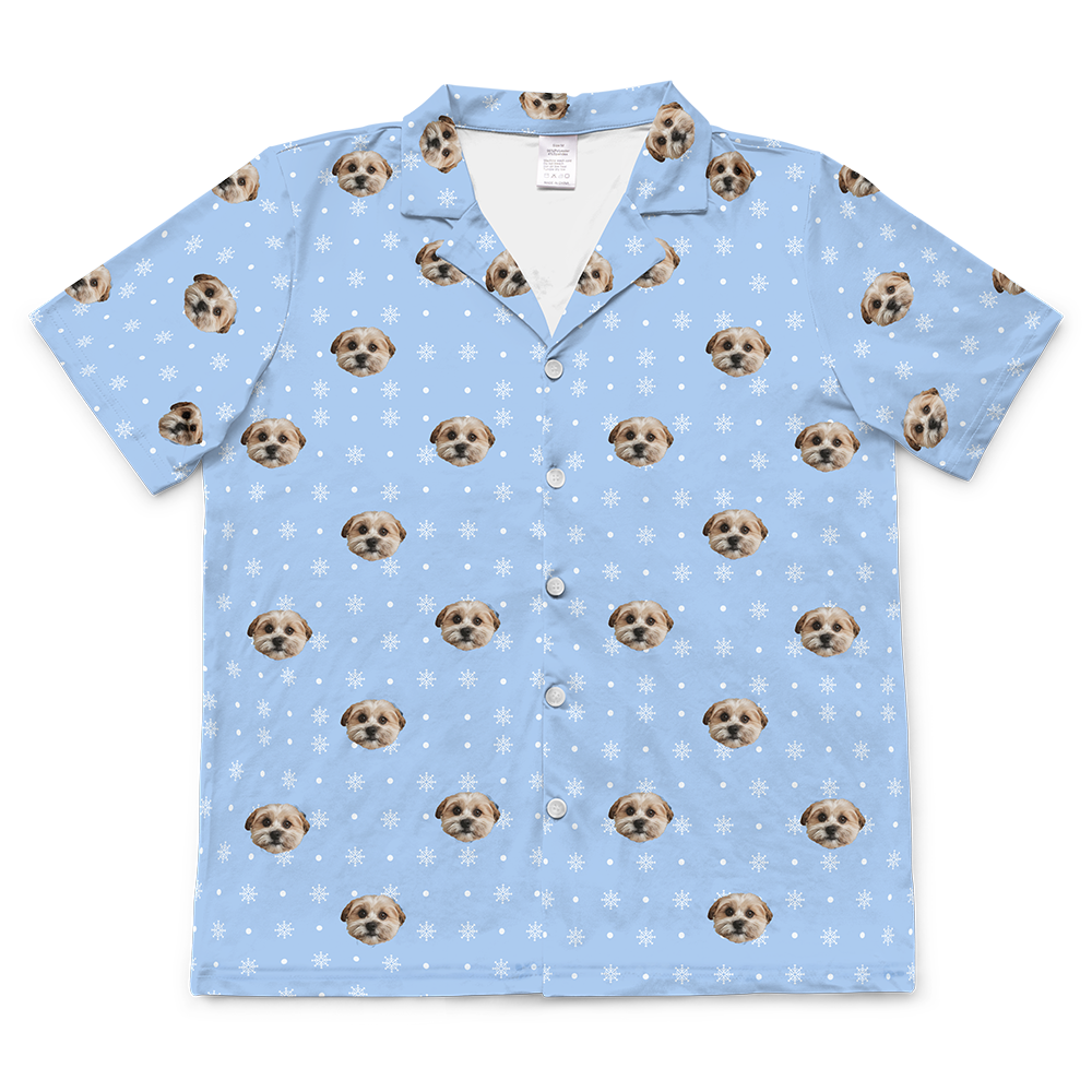 SnowflakesShortSleevePajamaShirt1PetImage