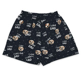 These are pajama shorts in a I Love Dad print with repeating pet faces on them[ILoveDadPajamaShorts]