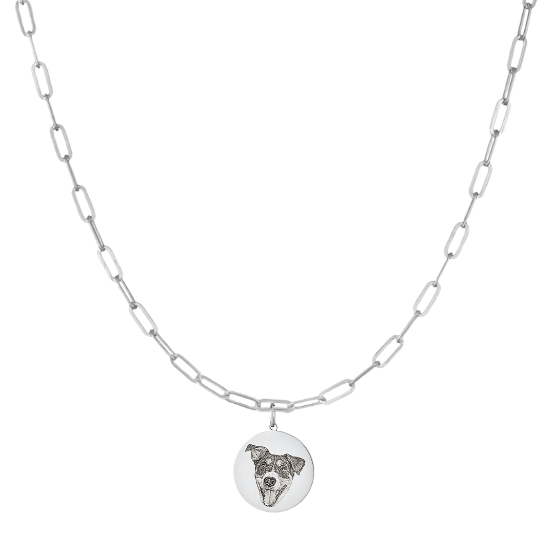 SilverPaperclipEngravedPetMedallionCharm