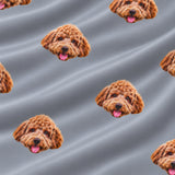 Close-up of the Slate Gray print showing custom pet faces repeated across a gray fabric