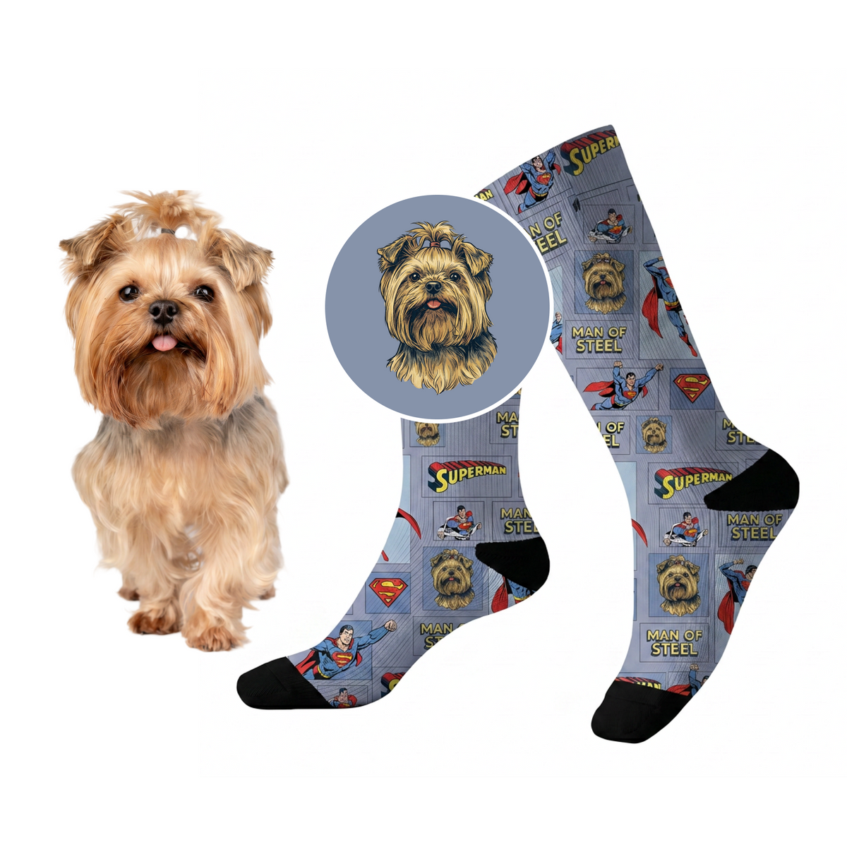 Superman Socks with Your Pet's Face