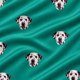 Close-up of the Solid Green print showing custom pet faces repeated across an emerald green fabric