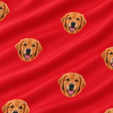 Close-up of the Solid Red print showing custom pet faces repeated across a bright red fabric