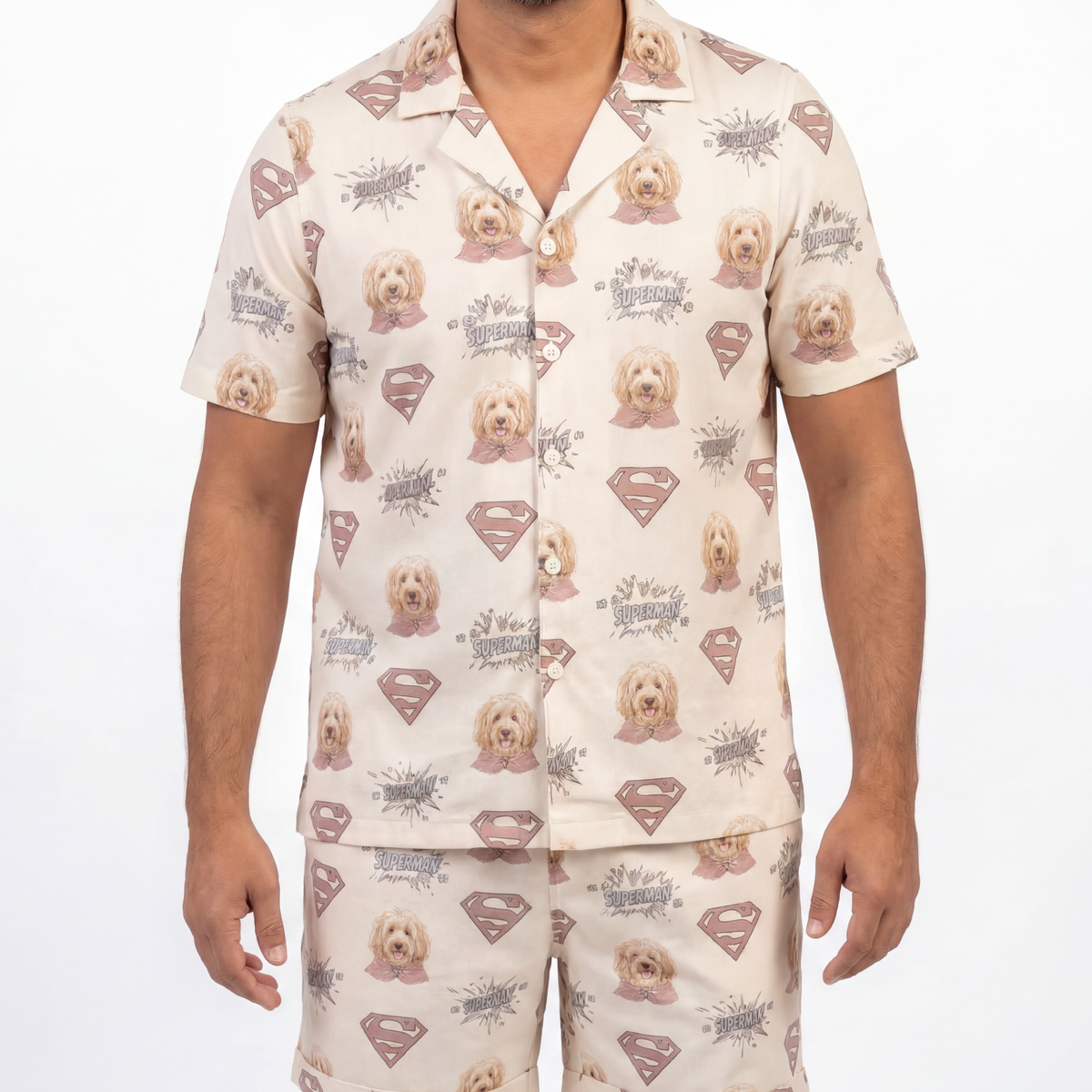 Men's Superman Pajamas with Your Pet's Face