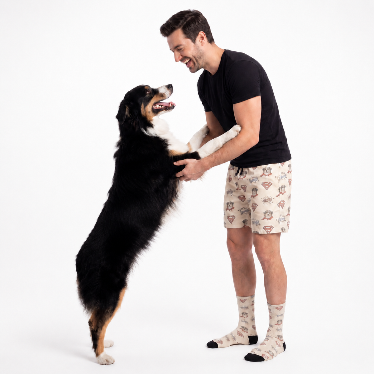 Superman Sweatshorts with Your Pet’s Face