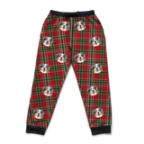 These are sweatpants in a Christmas Plaid print with repeating pet faces on them[ChristmasPlaidSweatpants]