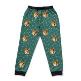 These are sweatpants in a Green Paws print with repeating pet faces on them[GreenPawsSweatpants]