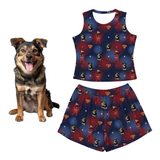 Supergirl-themed tank top and shorts set on a white background
