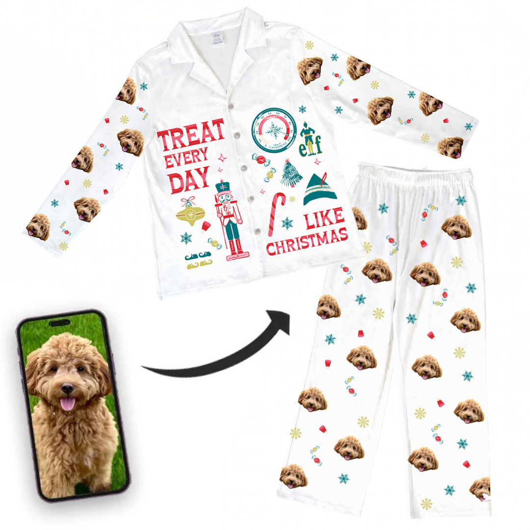 ELF Button Down Pajamas With Your Pet's Face