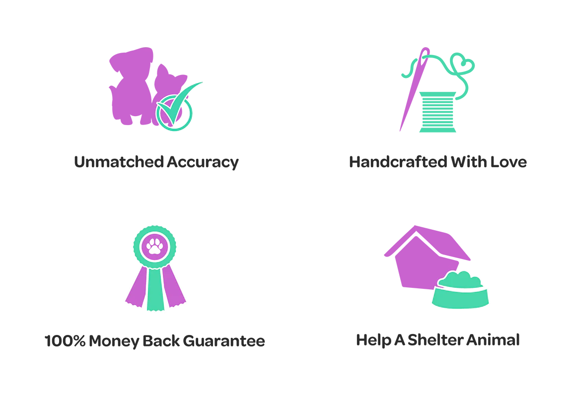 Why Cuddle Clones: Unmatched Accuracy, Handmade With Love, 100% Money Back Guarantee, Help A Shelter Animal