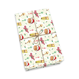 White Christmas wrapping paper featuring iconic leg lamps, Santa cats, candy canes, ornaments, and festive holiday icons.
[WrappingPaper_IconicLeglamp]