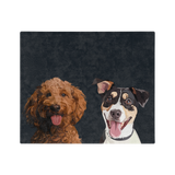 Black blanket, featuring the illustration of two pets.