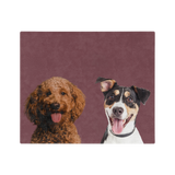 Maroon blanket featuring two pets