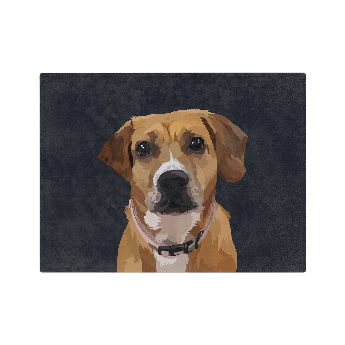 Blanket with a dog's face design on a black background