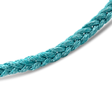 Close up of light blue braided bracelet