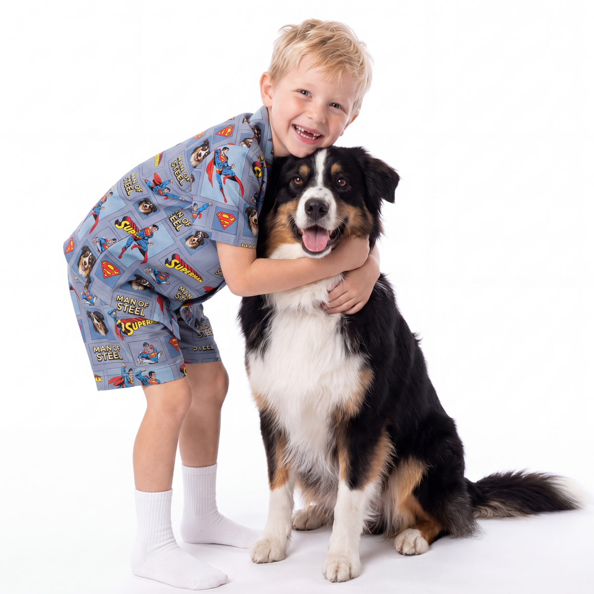 Kids Superman Pajamas with Your Pet's Face