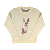 Knit sweater with a dog in the center