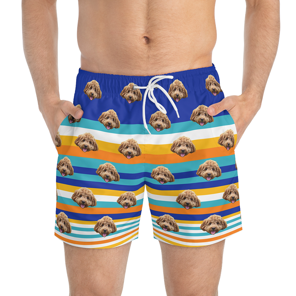 Men s Custom Pet Swim Trunks Cuddle Clones